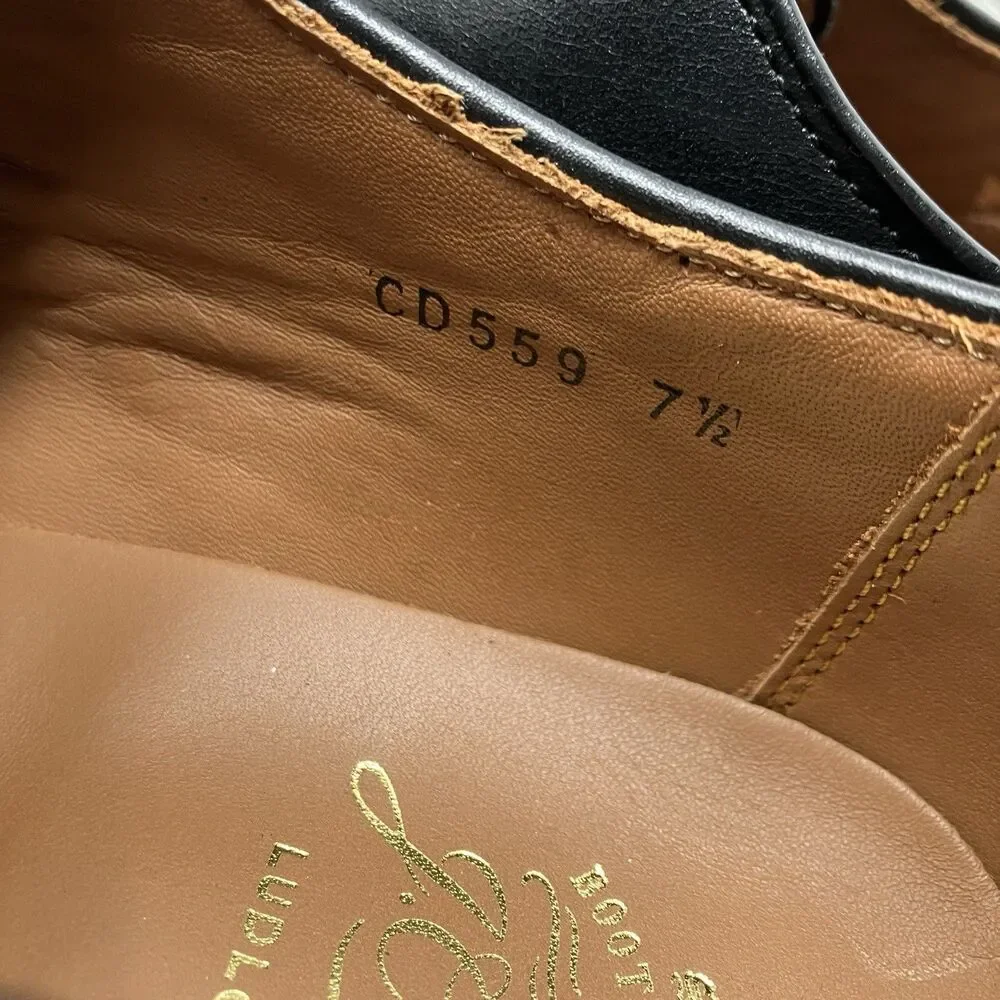 J.Crew‎ Ludlow Mens 7.5 Black Leather Derby Shoes Old Money Preppy Euro Summer